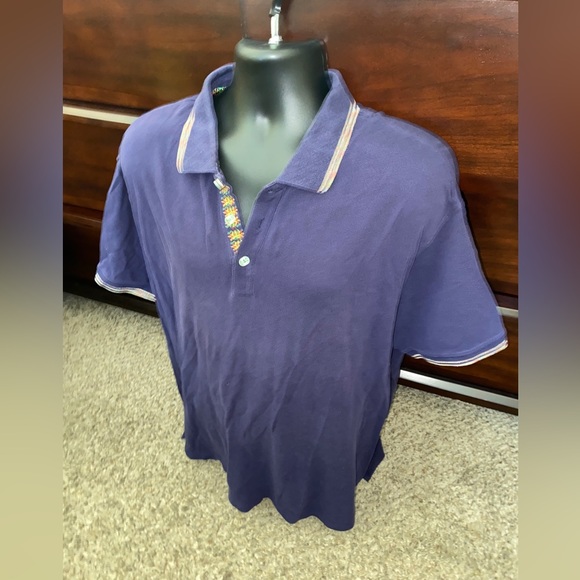 Robert Graham Mens Collared Short Sleeve Dark Blue Polo Size 3XL - Picture 2 of 7